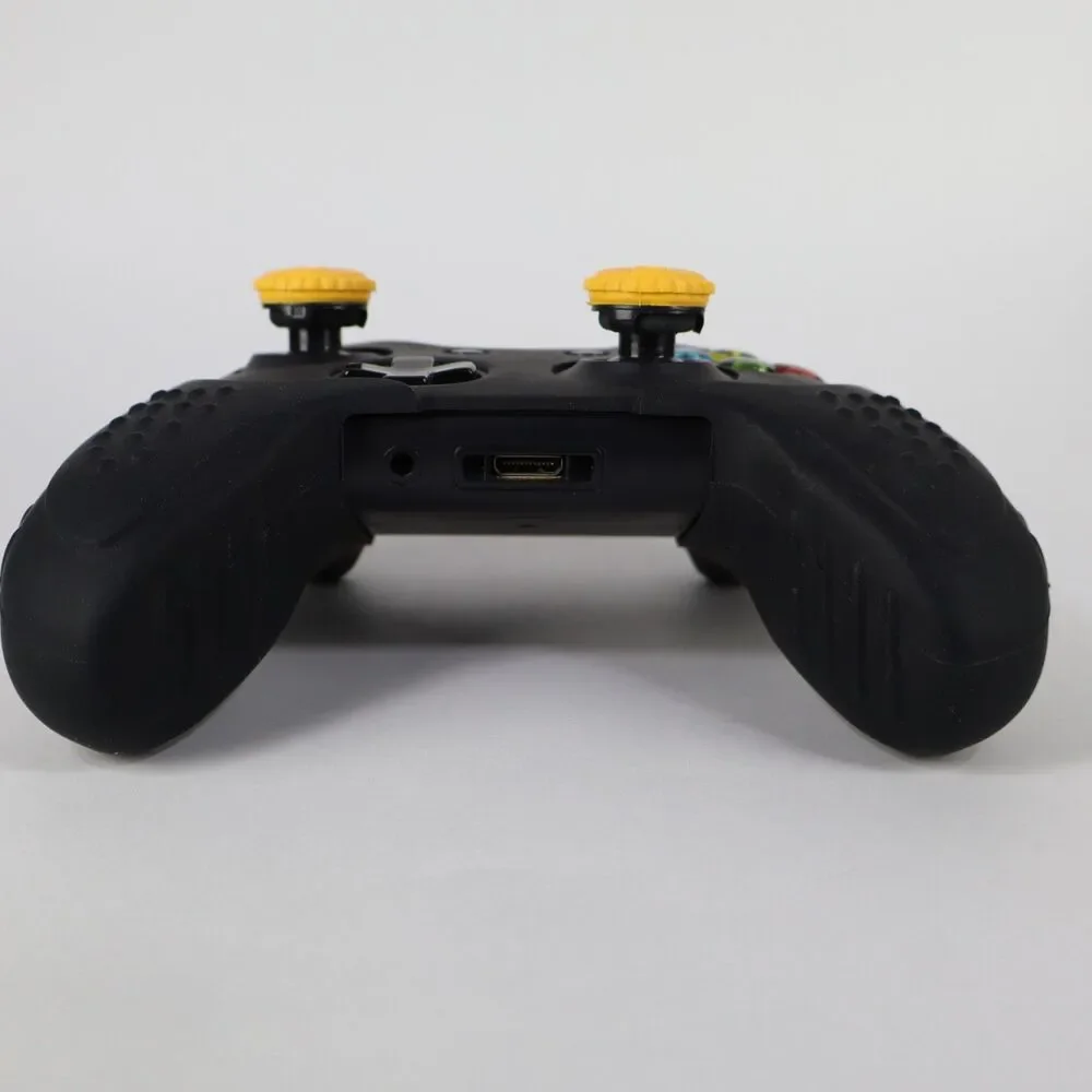 Official Microsoft Xbox One Wireless Black Controller w/ Silicone Grip & Caps